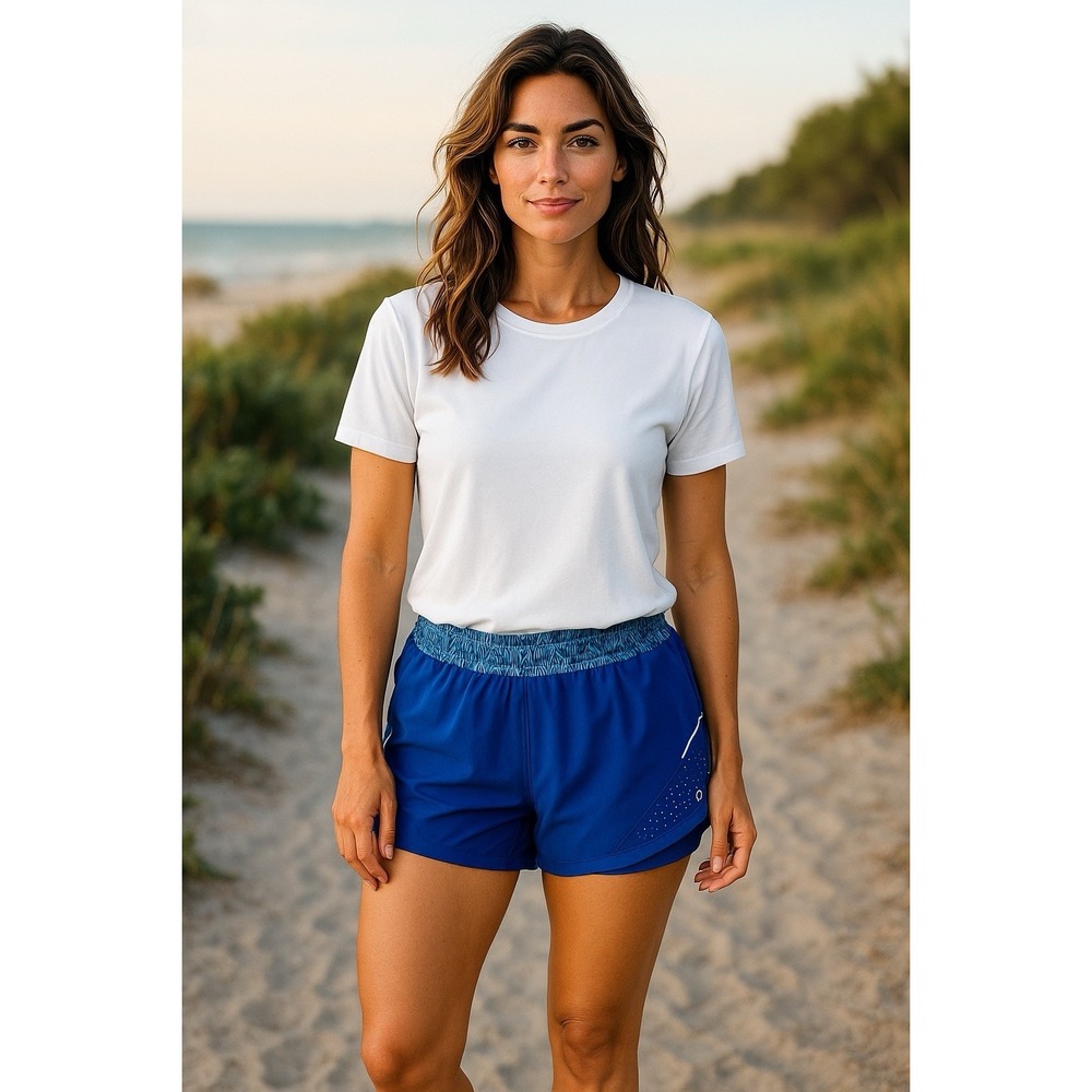 Women's Champion Lined‎ Running Shorts Size XL Blue Zipper Pocket